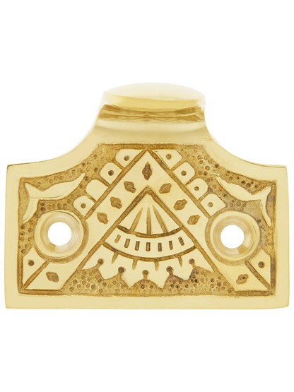 Cast Brass Oriental Pattern Sash Lift In Polished Brass Finish.